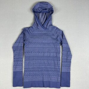 Lululemon Rest Less Hoodie Women Size 6 Blue‎ Activewear Stretch Textured Gym